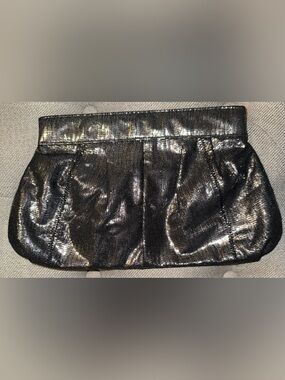 Style & Co. Metallic Black Evening Clutch 11”w x 7 1/2” h